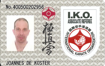 Carte d'arbitre international IKO de Joannes De KOSTER